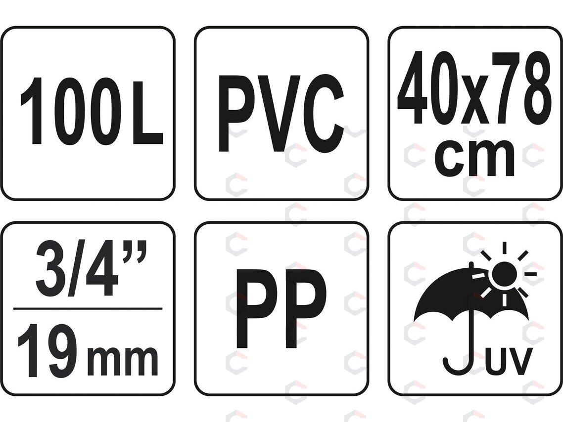 Rezervuaras lietaus vandeniui rinkti | PVC | 100 litrų (89700) 6 Rezervuaras lietaus vandeniui rinkti | PVC | 100 litrų (89700) 6