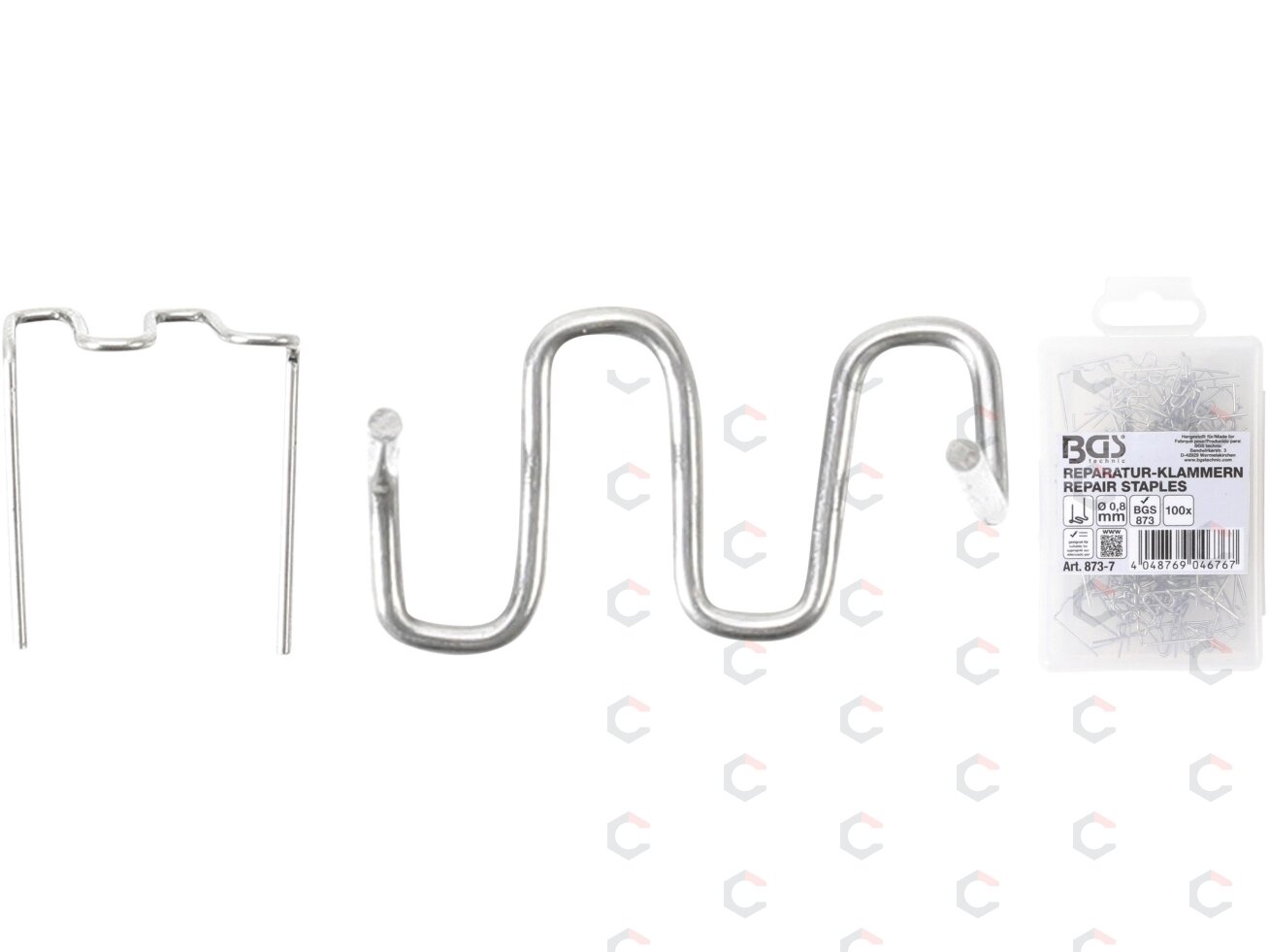Remonto kabės | W tipas | Ø 0,8 mm | 100 vnt. (873-7) Remonto kabės | W tipas | Ø 0,8 mm | 100 vnt. (873-7)