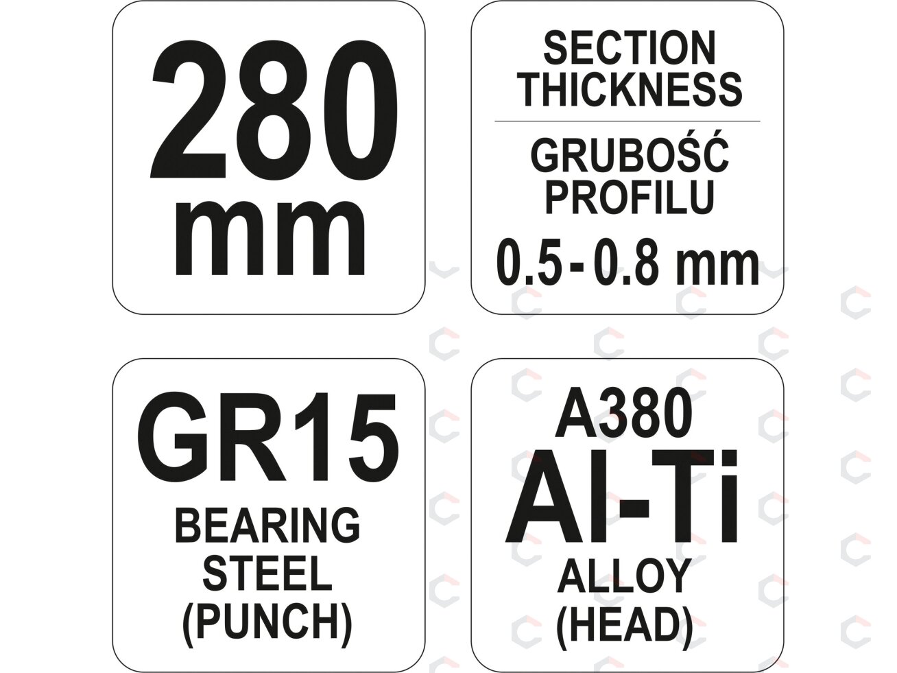 Replės profilių sujungimams / skylėms | 280 mm (YT-51311) 4 Replės profilių sujungimams / skylėms | 280 mm (YT-51311) 4