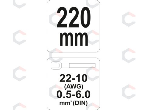 Replės jungčių užspaudimui | 0,5-6 mm ² (22-10 AWG) (YT-2302) 2 Replės jungčių užspaudimui | 0,5-6 mm ² (22-10 AWG) (YT-2302) 2