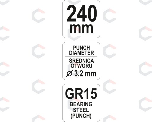 Replės apvalioms skylėms daryti | 240 mm (YT-51320) 4 Replės apvalioms skylėms daryti | 240 mm (YT-51320) 4
