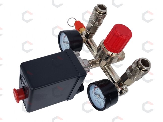 Reguliatorius kompresoriui su slėgio jungikliu ir manometrais | 230V (SK10681) 2 Reguliatorius kompresoriui su slėgio jungikliu ir manometrais | 230V (SK10681) 2