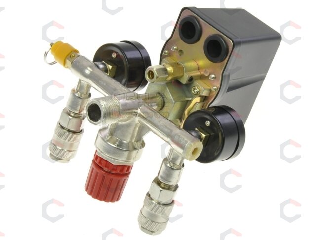 Reguliatorius kompresoriui su slėgio jungikliu ir manometrais | 380V (SK10679) Reguliatorius kompresoriui su slėgio jungikliu ir manometrais | 380V (SK10679)