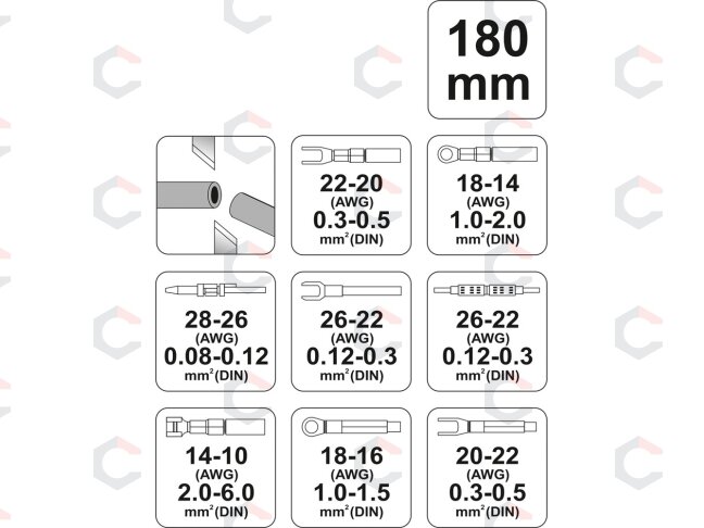 Replės 180 mm, 5 rūšių antgaliams (YT-2256) 3 Replės 180 mm, 5 rūšių antgaliams (YT-2256) 3