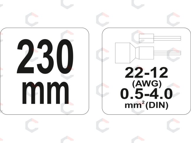 Replės jungčių užspaudimui | 0,5 - 4,0 mm² (YT-2299) 2 Replės jungčių užspaudimui | 0,5 - 4,0 mm² (YT-2299) 2