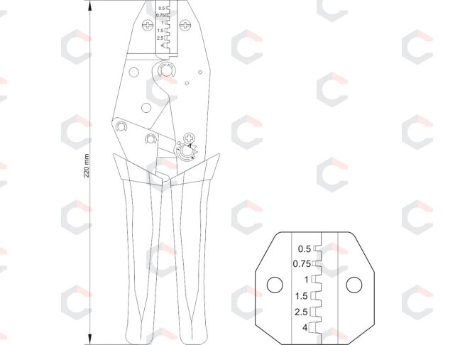 Replės jungčių užspaudimui | 0,5 - 4,0 mm² (YT-2299) 3 Replės jungčių užspaudimui | 0,5 - 4,0 mm² (YT-2299) 3