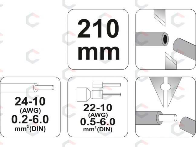Replės laidams daugiafunkcinės | 0,5÷6 mm2 | 210 mm (YT-2278) 1 Replės laidams daugiafunkcinės | 0,5÷6 mm2 | 210 mm (YT-2278) 1