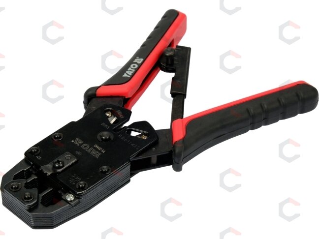 Replės su terkšliniu mechanizmu telefono ir tinklo antgalių užspaudimui | RJ45 RJ10 RJ11 (YT-22443) Replės su terkšliniu mechanizmu telefono ir tinklo antgalių užspaudimui | RJ45 RJ10 RJ11 (YT-22443)
