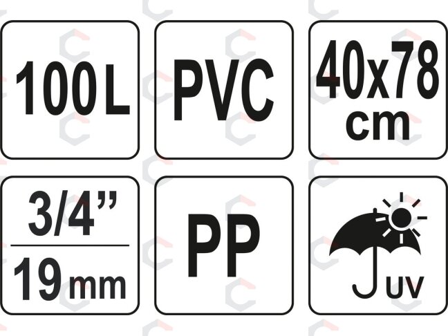 Rezervuaras lietaus vandeniui rinkti | PVC | 100 litrų (89700) 6 Rezervuaras lietaus vandeniui rinkti | PVC | 100 litrų (89700) 6