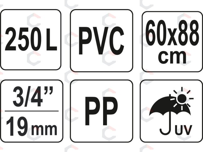 Rezervuaras lietaus vandeniui rinkti | PVC | 250 litrų (89702) 6 Rezervuaras lietaus vandeniui rinkti | PVC | 250 litrų (89702) 6
