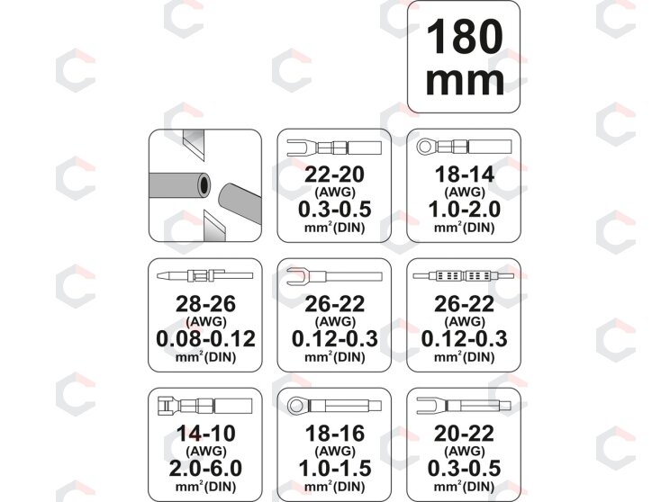 Replės 180 mm, 5 rūšių antgaliams (YT-2256) 3 Replės 180 mm, 5 rūšių antgaliams (YT-2256) 3