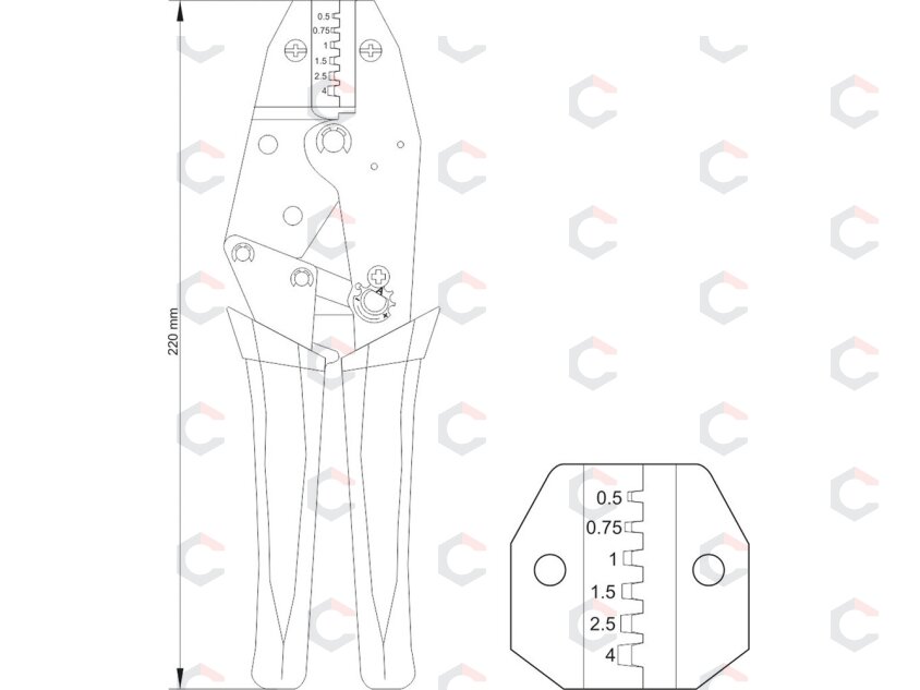 Replės jungčių užspaudimui | 0,5 - 4,0 mm² (YT-2299) 3 Replės jungčių užspaudimui | 0,5 - 4,0 mm² (YT-2299) 3