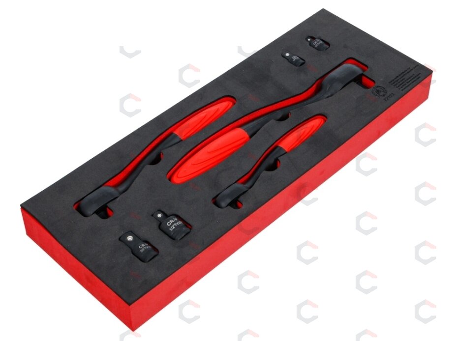 Reversinių terkšlių rinkinys su adapteriais | 6.3 mm (1/4") - 10 mm (3/8") - 12.5 mm (1/2") | 7 vnt (72122) Reversinių terkšlių rinkinys su adapteriais | 6.3 mm (1/4") - 10 mm (3/8") - 12.5 mm (1/2") | 7 vnt (72122)