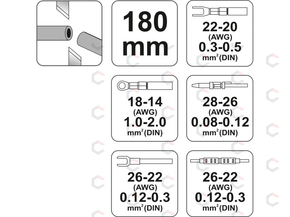 Replės 180 mm, 3 rūšių antgaliams (YT-2255) 3 Replės 180 mm, 3 rūšių antgaliams (YT-2255) 3