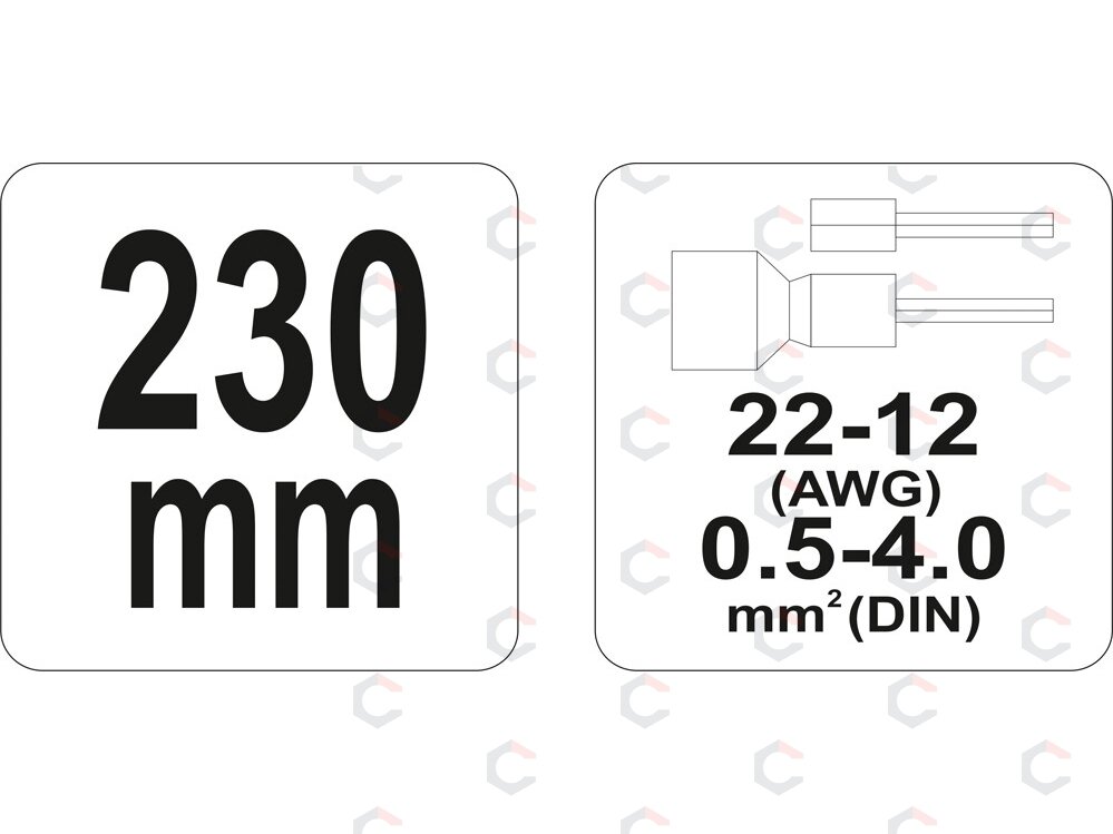 Replės jungčių užspaudimui | 0,5 - 4,0 mm² (YT-2299) 2 Replės jungčių užspaudimui | 0,5 - 4,0 mm² (YT-2299) 2