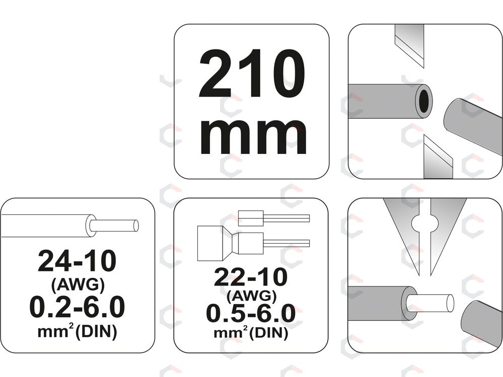 Replės laidams daugiafunkcinės | 0,5÷6 mm2 | 210 mm (YT-2278) 1 Replės laidams daugiafunkcinės | 0,5÷6 mm2 | 210 mm (YT-2278) 1