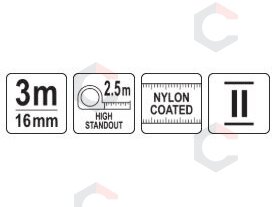 Matavimo ruletė | 3 m x 16 mm (YT-71161) 4
