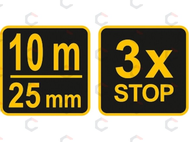 Ruletė su fiksatoriumi | 10 m x 25 mm (10129) 1 Ruletė su fiksatoriumi | 10 m x 25 mm (10129) 1