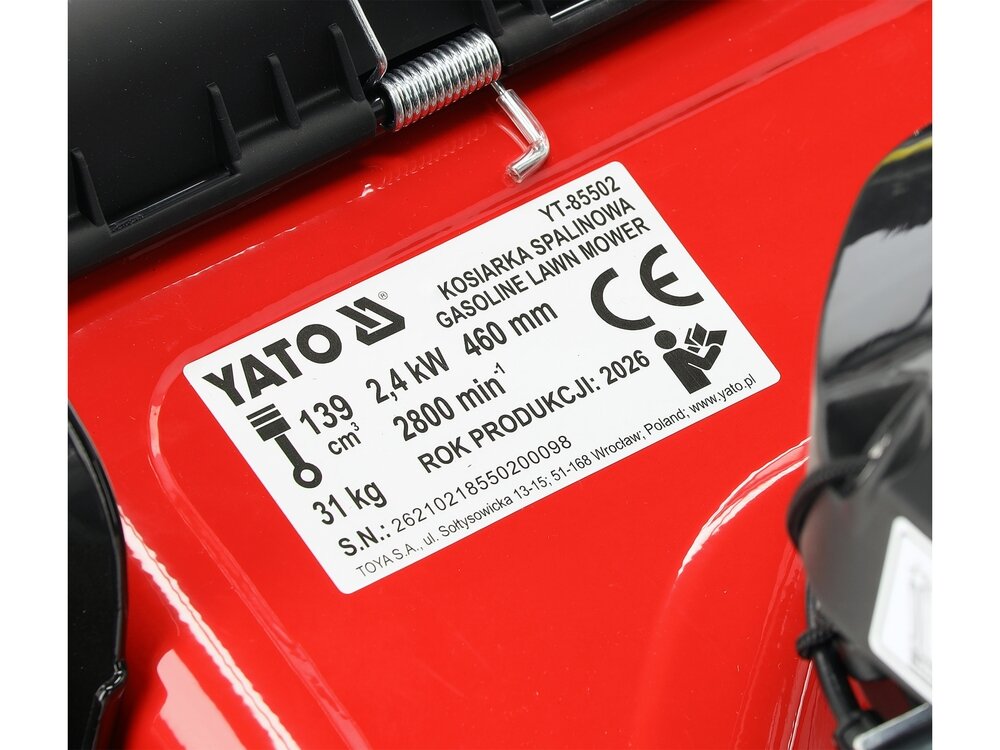 Savaeigė benzininė vejapjovė YATO | Loncin 139 cm³ | 2,4 kW | 460 mm (YT-85502) 15 Savaeigė benzininė vejapjovė YATO | Loncin 139 cm³ | 2,4 kW | 460 mm (YT-85502) 15