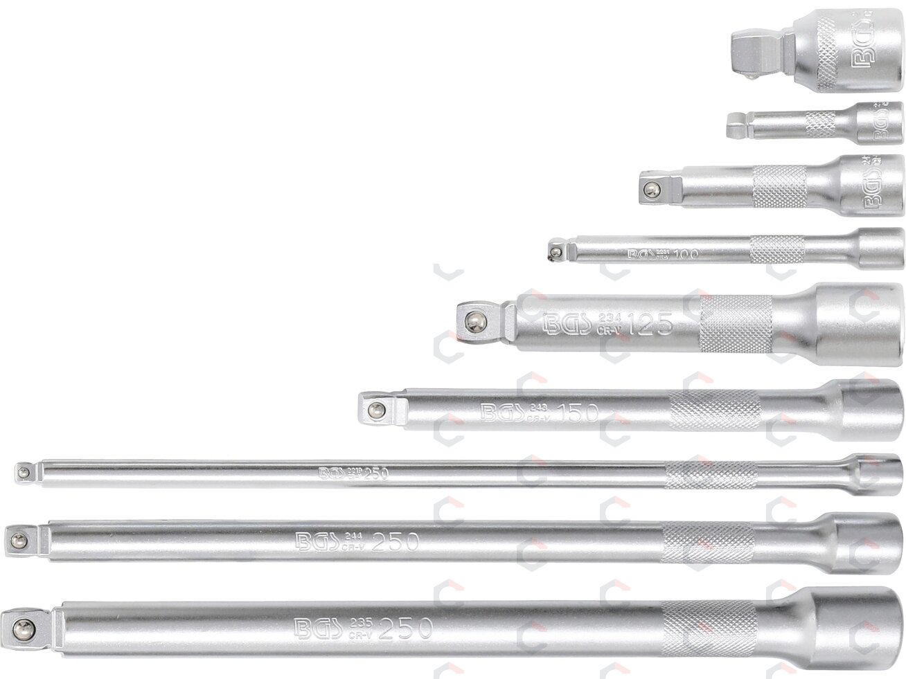 Šarnyrinių ilgintuvų rinkinys | 6.3 mm (1/4") / 10 mm (3/8") / 12,5 mm (1/2") | 9 vnt. (2253) 2 Šarnyrinių ilgintuvų rinkinys | 6.3 mm (1/4") / 10 mm (3/8") / 12,5 mm (1/2") | 9 vnt. (2253) 2