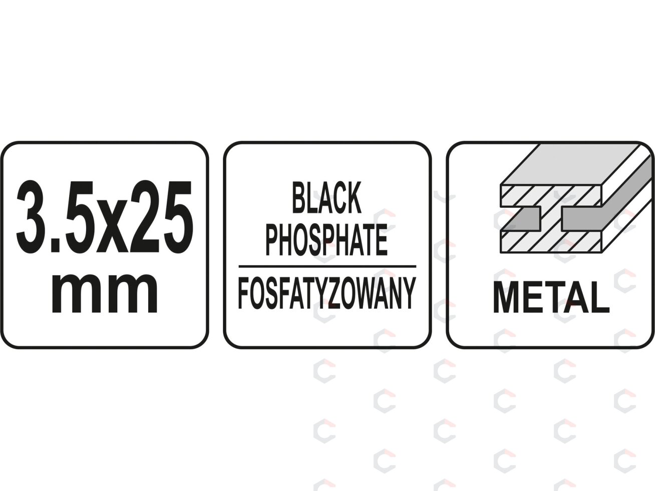 Savisriegiai į metalą fosfatuoti | ant juostelės | PH2 | 3,5 x 25 mm | 1000 vnt. (YT-09440) 3 Savisriegiai į metalą fosfatuoti | ant juostelės | PH2 | 3,5 x 25 mm | 1000 vnt. (YT-09440) 3