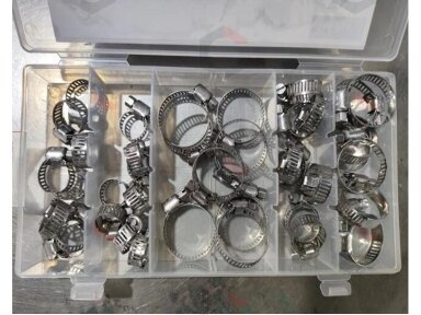Sąvaržų rinkinys žarnoms | nerūdijantis plienas 304 | Ø16–38 mm, 26 vnt. (H8055-1) Sąvaržų rinkinys žarnoms | nerūdijantis plienas 304 | Ø16–38 mm, 26 vnt. (H8055-1)