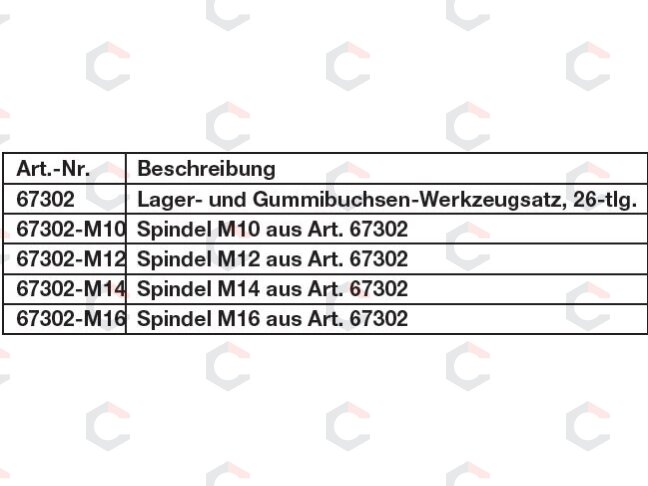 Sailentblokų presavimo komplektas | su 4 varžtais | 26 vnt. (67302) 8 Sailentblokų presavimo komplektas | su 4 varžtais | 26 vnt. (67302) 8