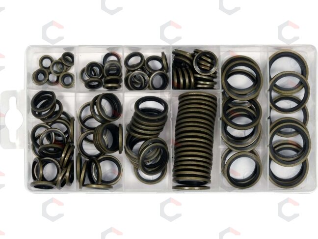 Sandarinimo žiedų asortimentas | metalas / guma NBR 70 | 150 vnt. (YT-068582) 1 Sandarinimo žiedų asortimentas | metalas / guma NBR 70 | 150 vnt. (YT-068582) 1