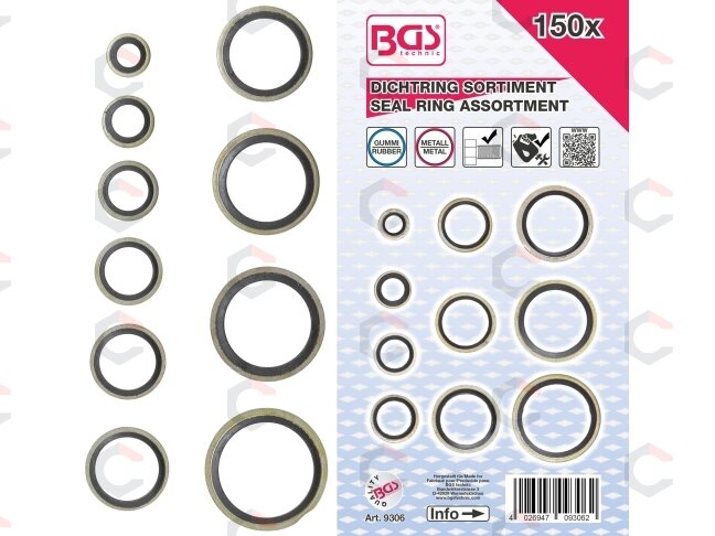 Sandarinimo žiedų asortimentas | metalas | su guminiu sandarinimo žiedu | 150 vnt. (9306) 3 Sandarinimo žiedų asortimentas | metalas | su guminiu sandarinimo žiedu | 150 vnt. (9306) 3