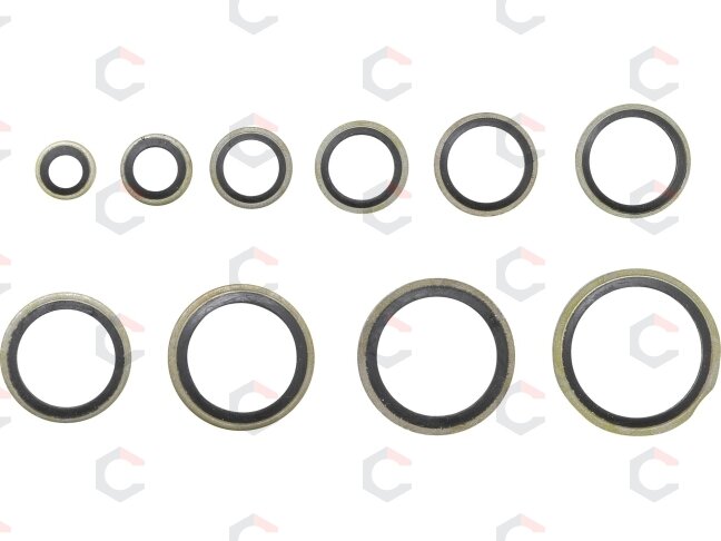 Sandarinimo žiedų asortimentas | metalas | su guminiu sandarinimo žiedu | 150 vnt. (9306) 4 Sandarinimo žiedų asortimentas | metalas | su guminiu sandarinimo žiedu | 150 vnt. (9306) 4