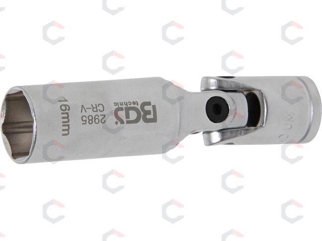 Šarnyrinė galvutė žvakėms šešiakampė | 10 mm (3/8") | 16 mm (2985) Šarnyrinė galvutė žvakėms šešiakampė | 10 mm (3/8") | 16 mm (2985)