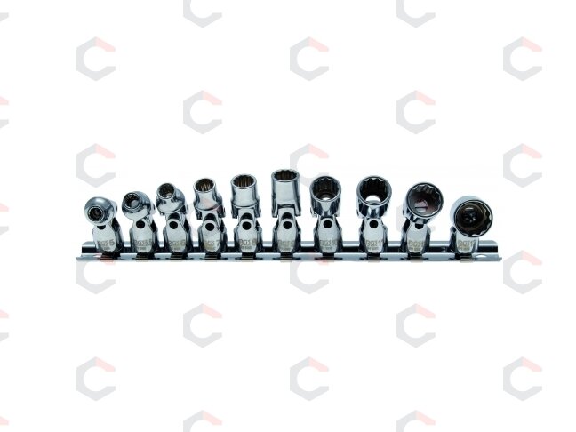 Šarnyrinių 12-kampių galvučių komplektas | 6.3 mm (1/4") | 5 - 13 mm | 10 vnt. (245)