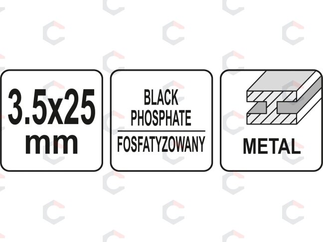 Savisriegiai į metalą fosfatuoti | ant juostelės | PH2 | 3,5 x 25 mm | 1000 vnt. (YT-09440) 3