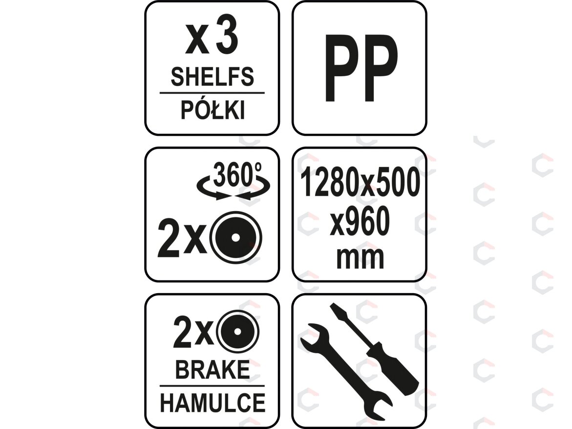 Serviravimo vežimėlis | 3 lentynos (YG-09100) 5 Serviravimo vežimėlis | 3 lentynos (YG-09100) 5