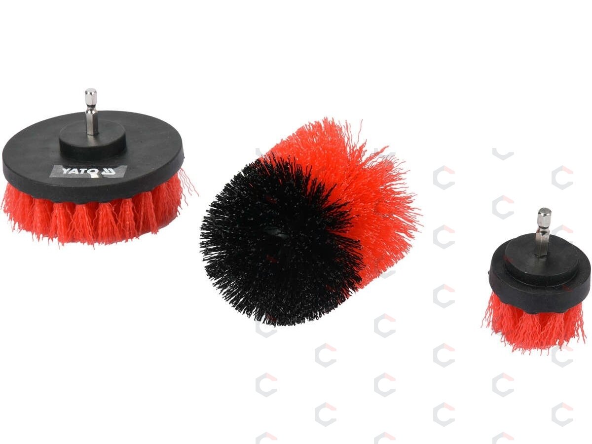 Šepečių rinkinys su Hex 6.3 mm (1/4") galu | Nailonas | 3 vnt. (YT-47553) Šepečių rinkinys su Hex 6.3 mm (1/4") galu | Nailonas | 3 vnt. (YT-47553)