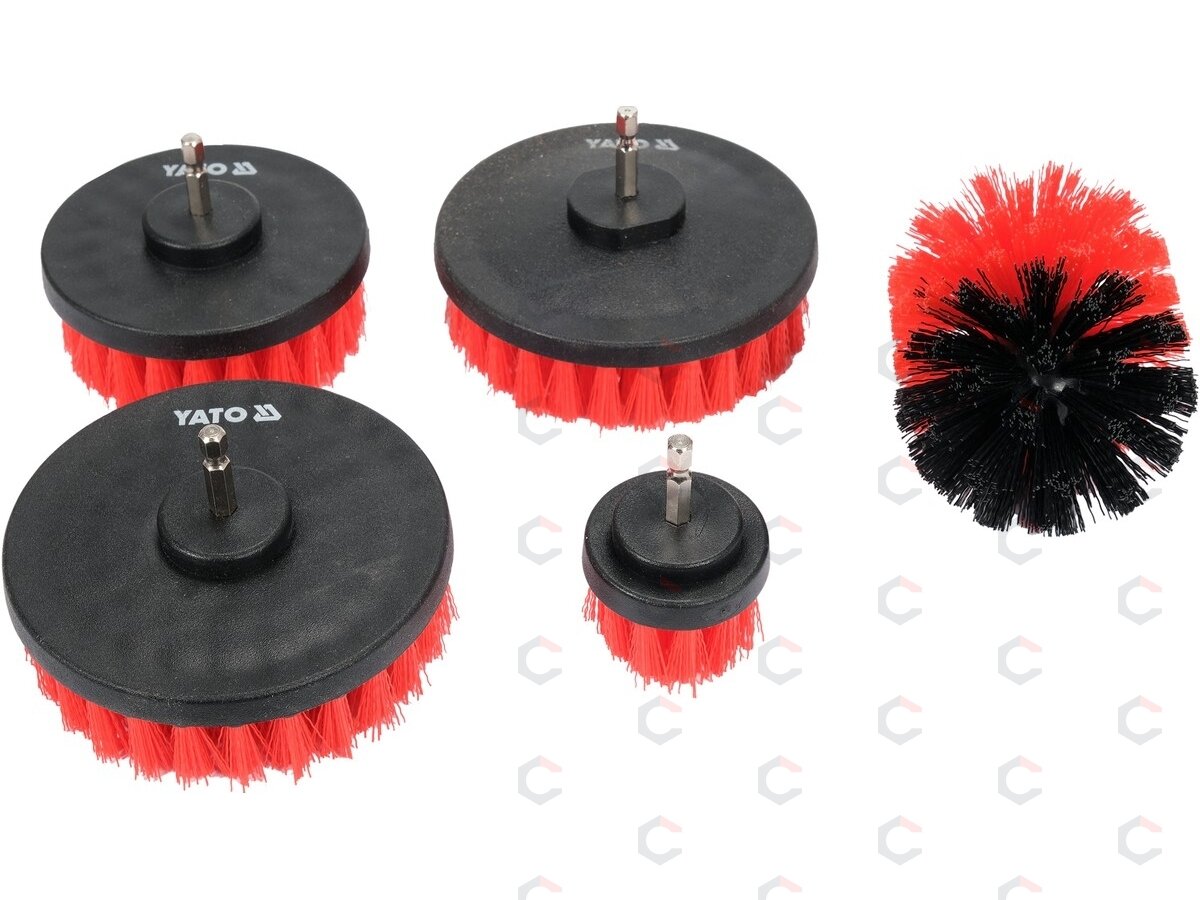 Šepečių rinkinys su Hex 6.3 mm (1/4") galu | Nailonas | 5 vnt. (YT-47777) Šepečių rinkinys su Hex 6.3 mm (1/4") galu | Nailonas | 5 vnt. (YT-47777)