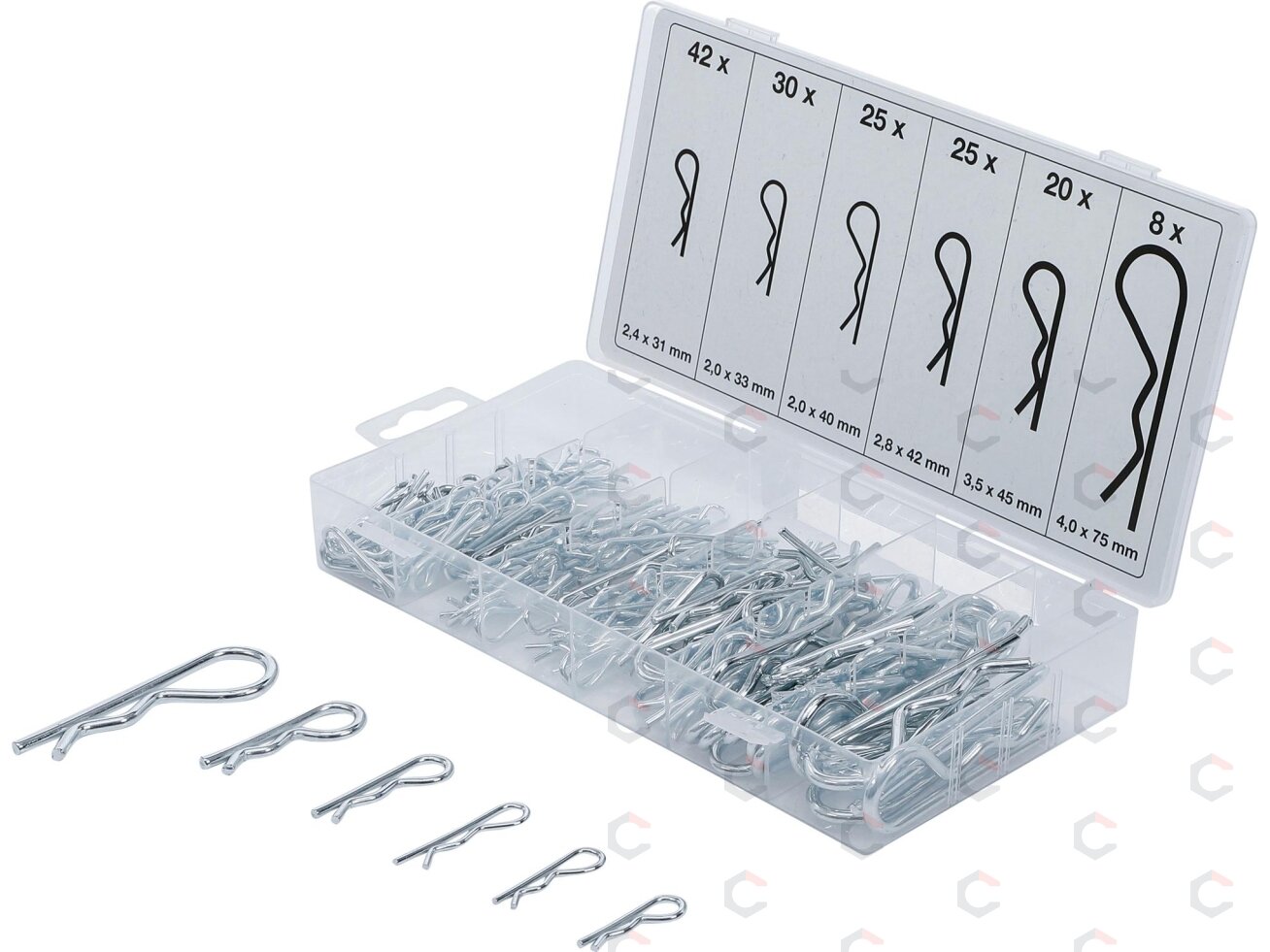 Segtukų rinkinys asortimentas | Ø 2,4 - 4,0 mm | 150 vnt. (8043) Segtukų rinkinys asortimentas | Ø 2,4 - 4,0 mm | 150 vnt. (8043)