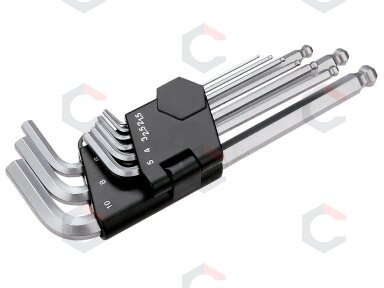 Šešiakampių šarnyrinių raktų komplektas | ilgas tipas | 1.5-10 mm | 9 vnt. (ES-1704) Šešiakampių šarnyrinių raktų komplektas | ilgas tipas | 1.5-10 mm | 9 vnt. (ES-1704)