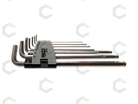 Šešiakampių raktų komplektas 9 vnt. 1.5 - 10 mm, nerūdijantis plienas (814) Šešiakampių raktų komplektas 9 vnt. 1.5 - 10 mm, nerūdijantis plienas (814)