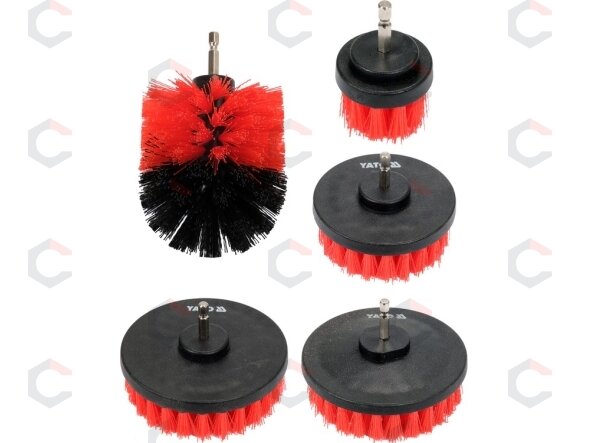 Šepečių rinkinys su Hex 6.3 mm (1/4") galu | Nailonas | 5 vnt. (YT-47777) 1 Šepečių rinkinys su Hex 6.3 mm (1/4") galu | Nailonas | 5 vnt. (YT-47777) 1