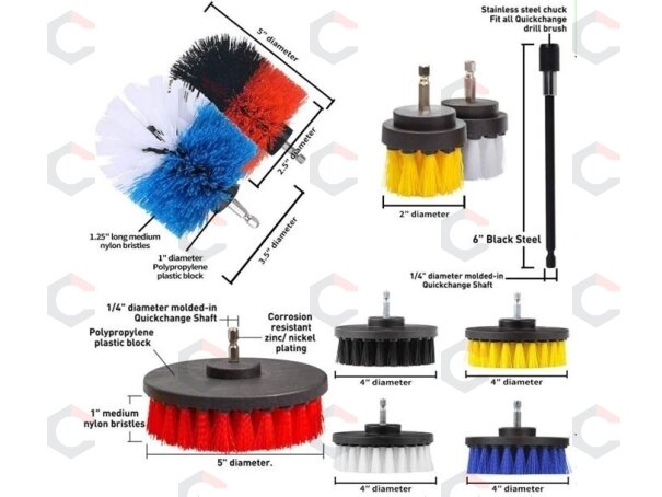 Šepečių rinkinys su Hex 6.3 mm (1/4") galu | Nailonas | 10 vnt. (DB10S) Šepečių rinkinys su Hex 6.3 mm (1/4") galu | Nailonas | 10 vnt. (DB10S)