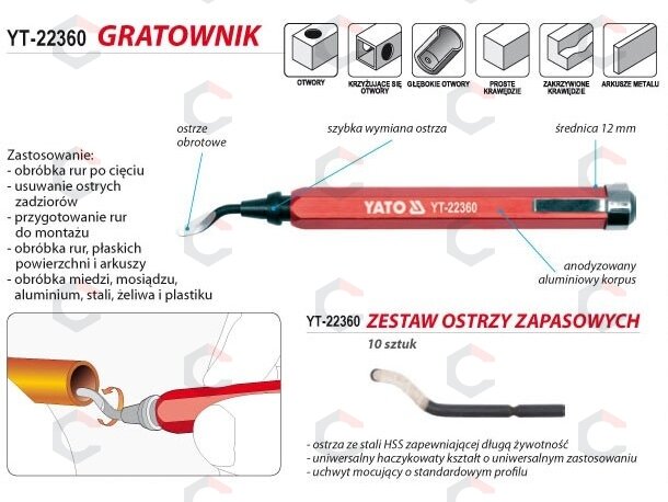 Šerpetų šalinimo nuo briaunų įrankis (YT-22360) 3 Šerpetų šalinimo nuo briaunų įrankis (YT-22360) 3