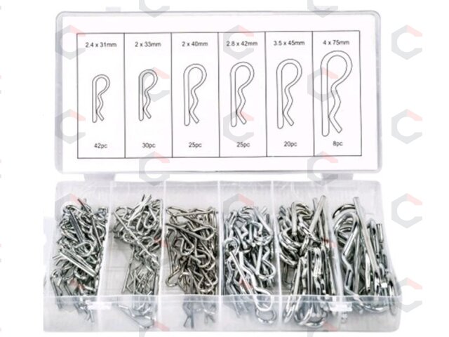 Segtukų rinkinys asortimentas | R tipas | Ø 2,4 - 4,0 mm | 150 vnt. (ES0150) Segtukų rinkinys asortimentas | R tipas | Ø 2,4 - 4,0 mm | 150 vnt. (ES0150)