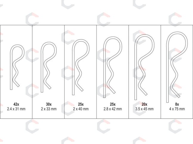 Segtukų rinkinys R tipo | Ø 2,4 - 4,0 mm | 150 vnt. (YT-06883) 1 Segtukų rinkinys R tipo | Ø 2,4 - 4,0 mm | 150 vnt. (YT-06883) 1