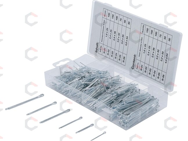 Segtukų asortimentas | tiesūs | Ø 1.6 - 4.0 mm | 555 vnt. (8048) Segtukų asortimentas | tiesūs | Ø 1.6 - 4.0 mm | 555 vnt. (8048)