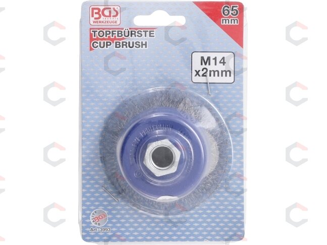 Šepetys vielinis puodo tipo | plienas M14 x 2 | Ø 65 mm x 50 mm (3993) 2 Šepetys vielinis puodo tipo | plienas M14 x 2 | Ø 65 mm x 50 mm (3993) 2