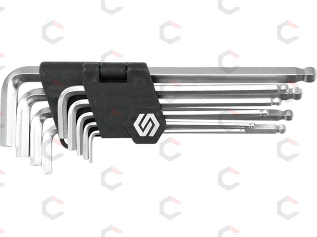 Šešiakampių šarnyrinių ilgų raktų komplektas 9 vnt, 2,5-10 mm (56475) Šešiakampių šarnyrinių ilgų raktų komplektas 9 vnt, 2,5-10 mm (56475)