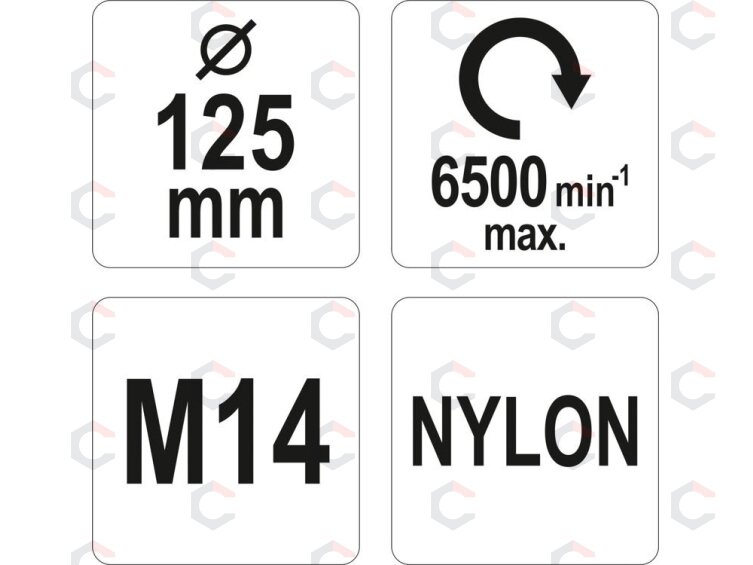 Šepetys puodo tipo | Nailonas | M14 | 125 mm (YT-47787) 3 Šepetys puodo tipo | Nailonas | M14 | 125 mm (YT-47787) 3