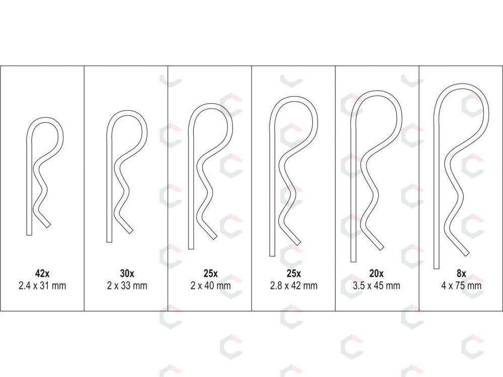 Segtukų rinkinys R tipo | Ø 2,4 - 4,0 mm | 150 vnt. (YT-06883) 1 Segtukų rinkinys R tipo | Ø 2,4 - 4,0 mm | 150 vnt. (YT-06883) 1