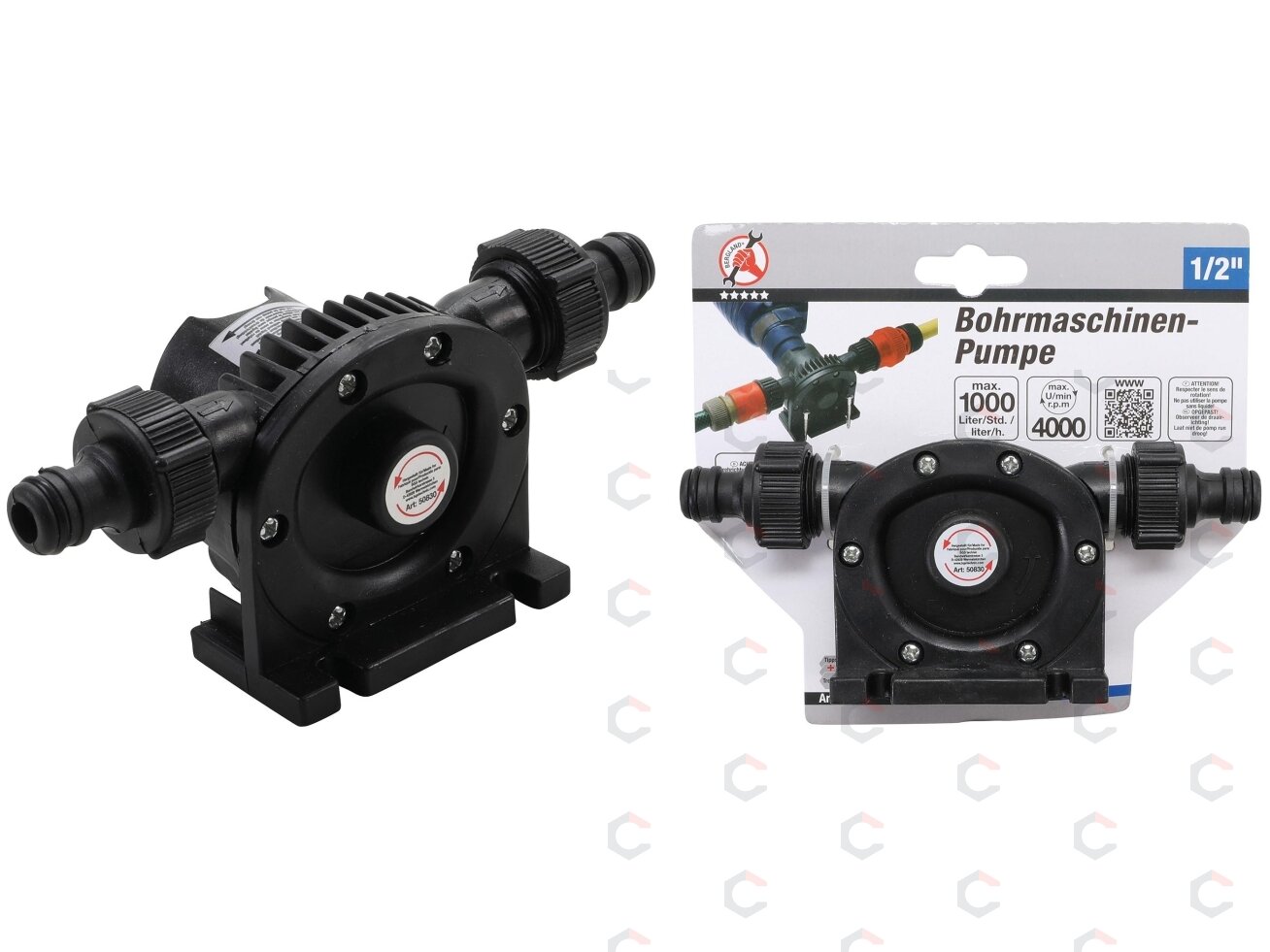 Siurblys su antgaliais statomas į grąžtą | 1/2" | 1000 l / h (50830) Siurblys su antgaliais statomas į grąžtą | 1/2" | 1000 l / h (50830)